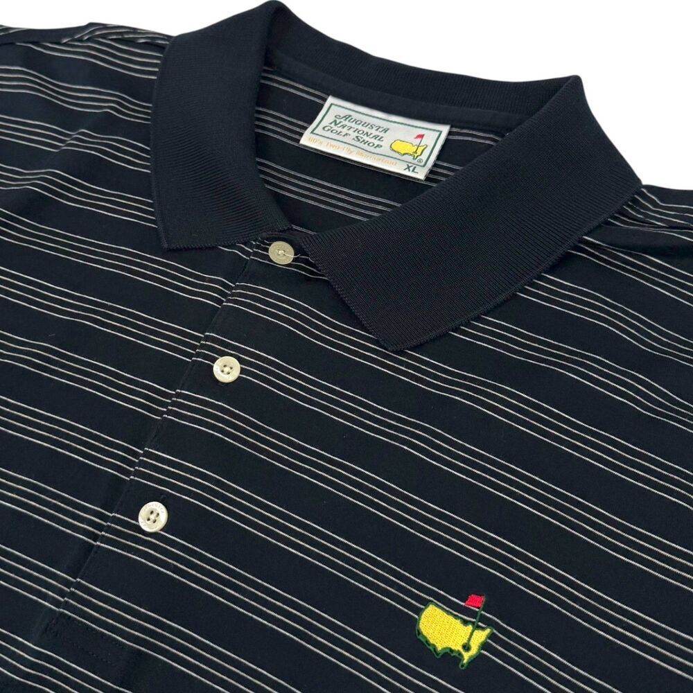 Vintage Augusta National Golf Men's Masters Polo Striped Navy Blue XL